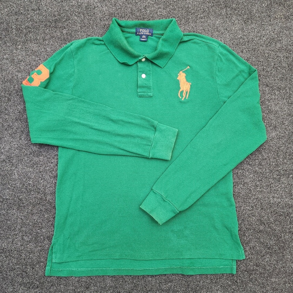 Polo Ralph Lauren Shirt Youth Boys XL (18-20) Green Long Sleeve Big Pony Casual